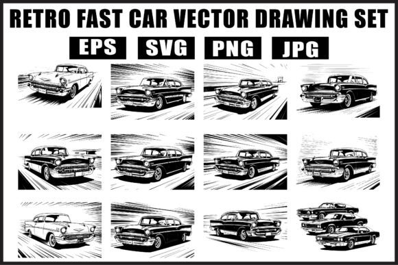 Download Retro Fast Car Vector SVG Bundle - Vector Collection