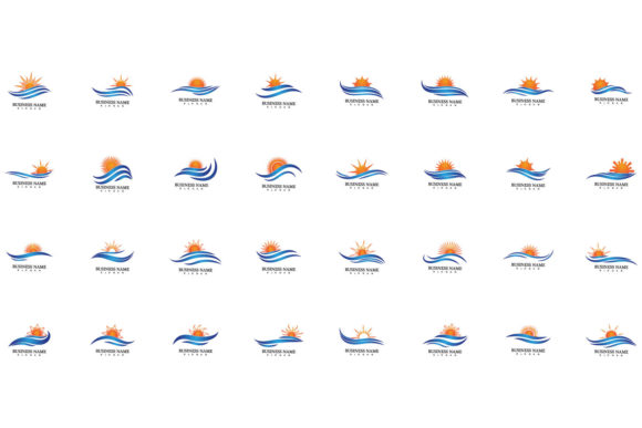 Download Water Wave and Sun Icon Vector Logo - Vector Collection