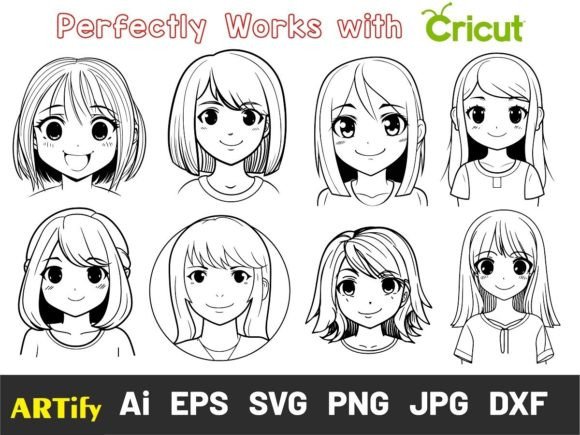 Download Anime Girl Outline Vector, Anime SVG - Vector Collection