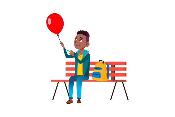 Download School Kid Boy with Air Balloon Vector - Vector Collection