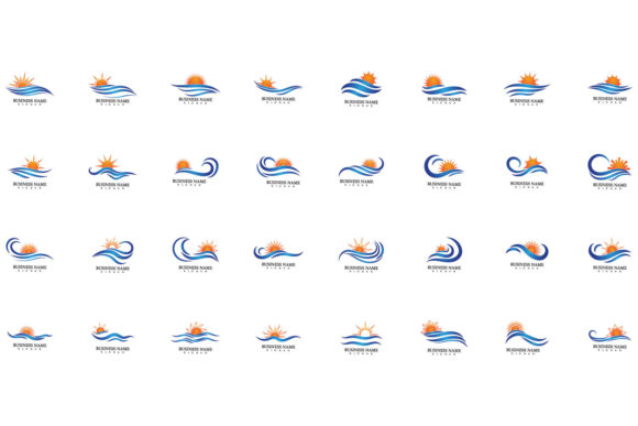 Download Water Wave and Sun Icon Vector Logo - Vector Collection
