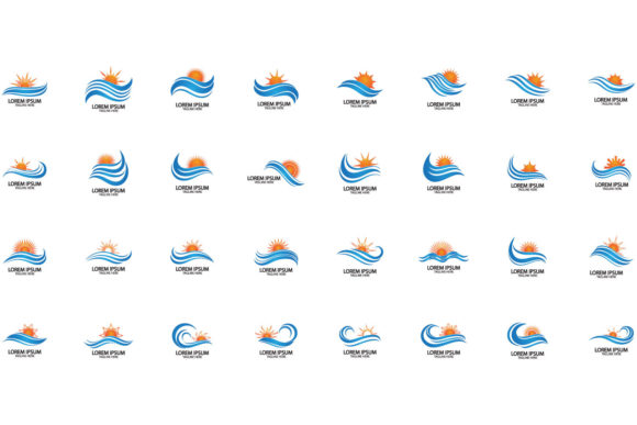 Download Water Wave and Sun Icon Vector Logo - Vector Collection