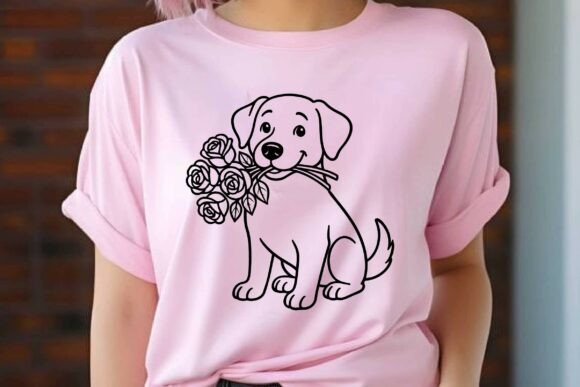 Download Dog Holding Rose Bouquet Clipart Vector - Vector Collection