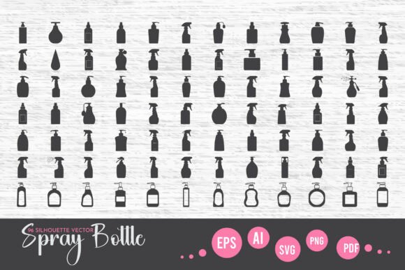 Download Spray Bottle Silhouette Vector Icons SVG - Vector Collection
