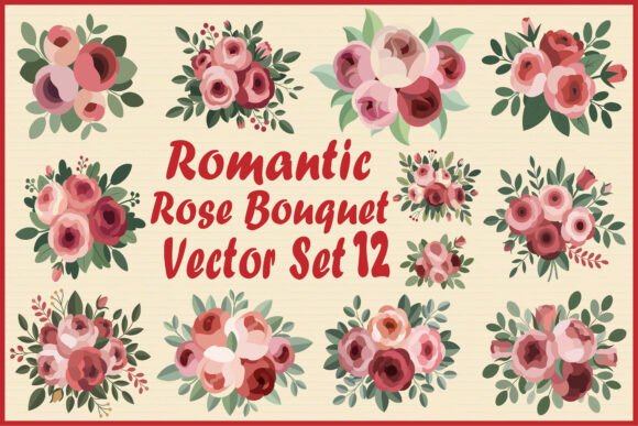 Download Romantic Rose Bouquet Vector Set - Vector Collection