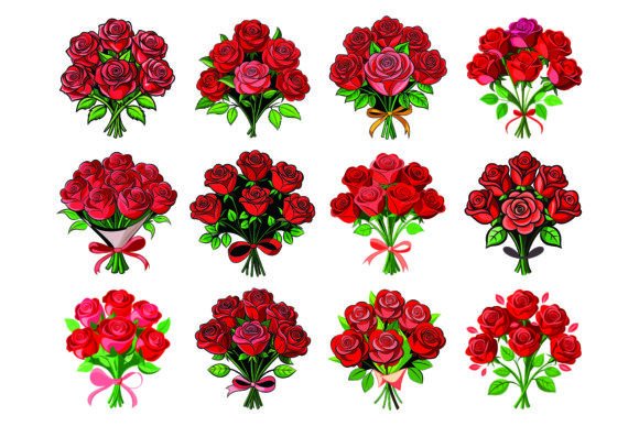 Download Rose Bouquet Bundle Vector Set Collectio - Vector Collection