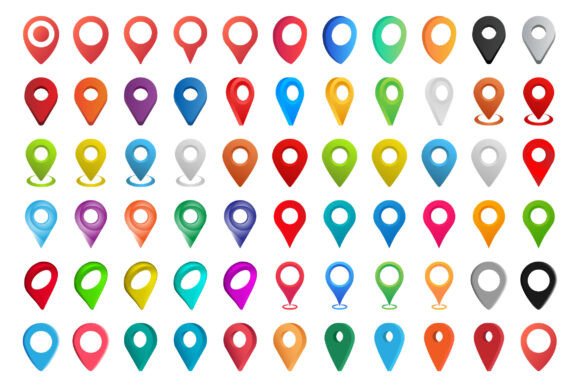 Download Colorful Map Pins Vector Icons SVG Set - Vector Collection