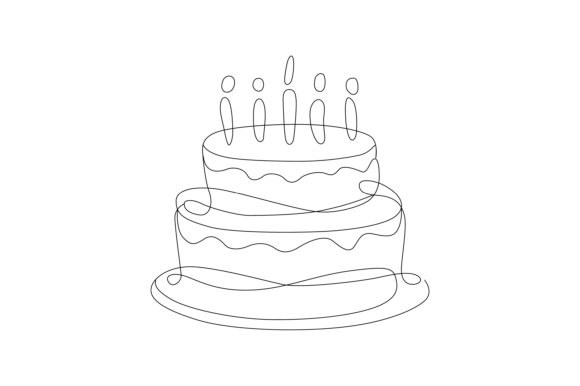 Download Single Line Art of Birthday Cake Vector - Vector Collection