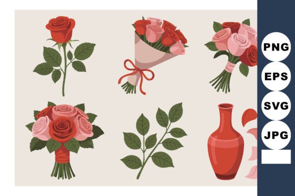 Download Red and Pink Rose Bouquet Vector with S - Vector Collection