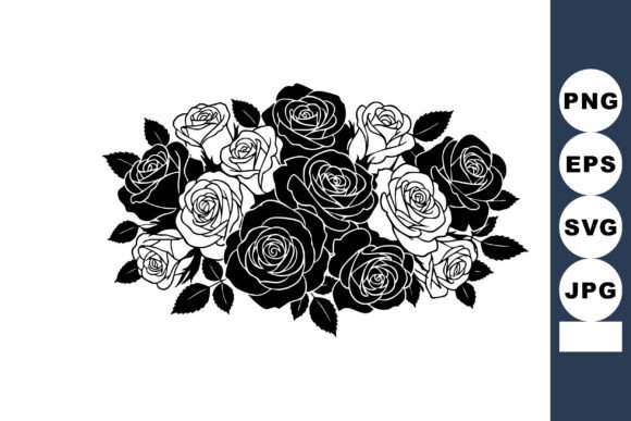 Download Black and White Rose Bouquet Vector with - Vector Collection