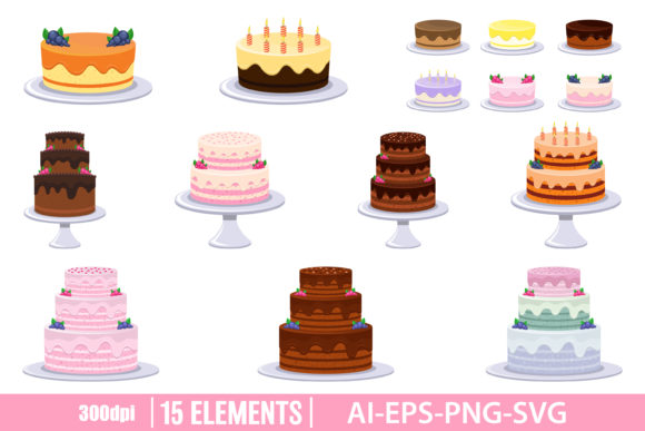 Download Birthday Cake Clipart Vector Design - Vector Collection
